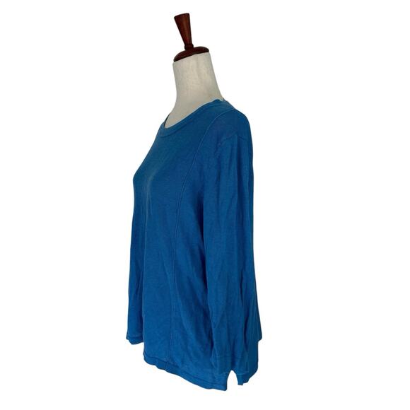 J. Jill Blue Linen Sweater Top Large Linen & Cotton Blend Lagenlook Breezy Boho - Picture 6 of 10